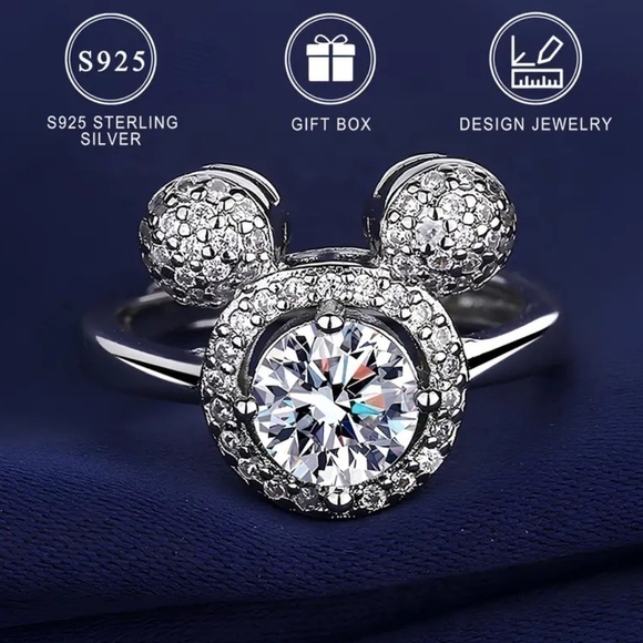 Women’s 925 Sterling Silver Mickey Mouse Halo Ring - Size 7 - NWT - Picture 3 of 5